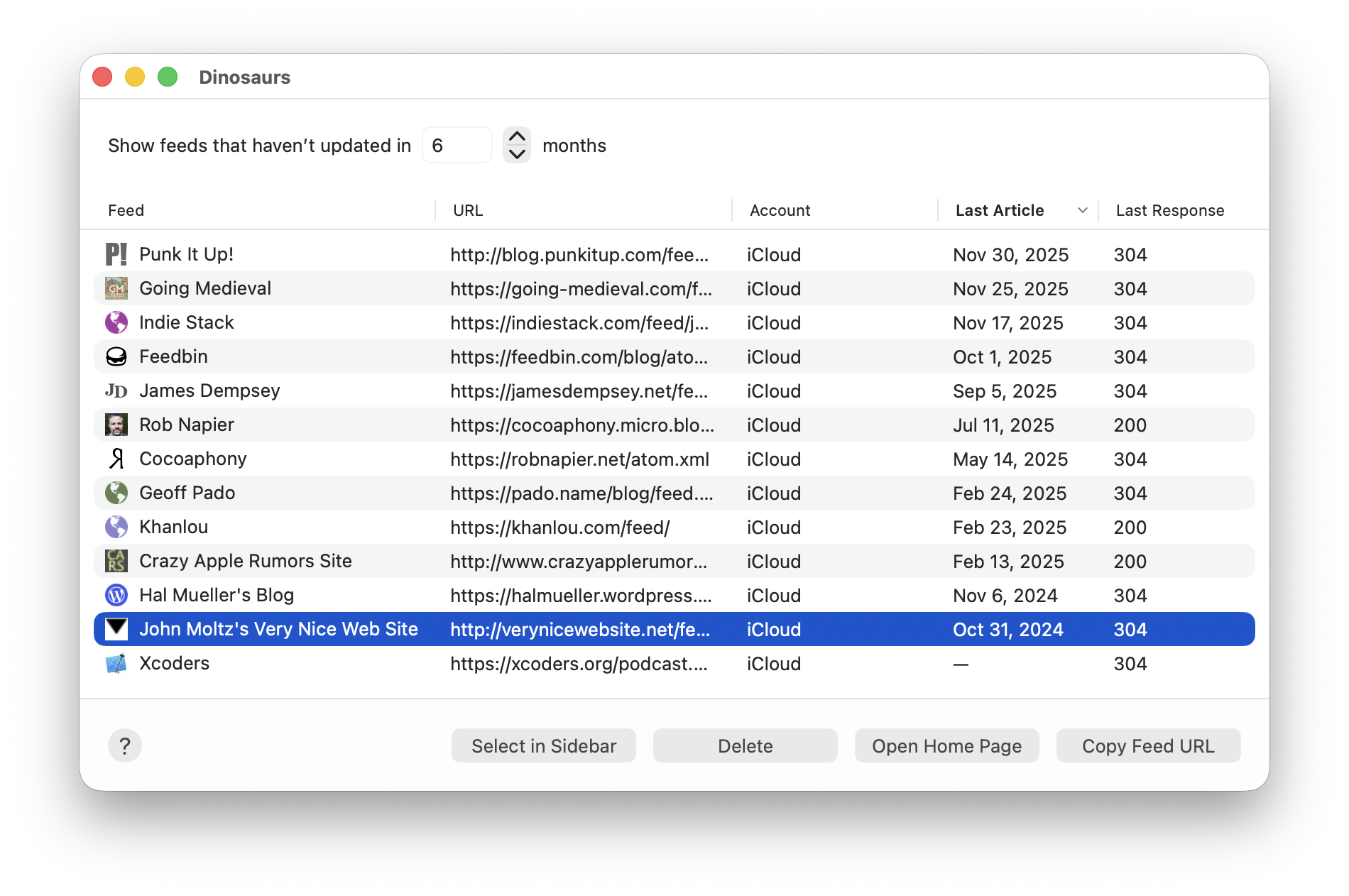 Screenshot of the Dinosaurs window
