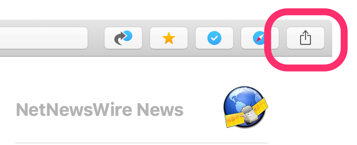 A screenshot of NetNewsWire’s toolbar, calling out the Share button.
